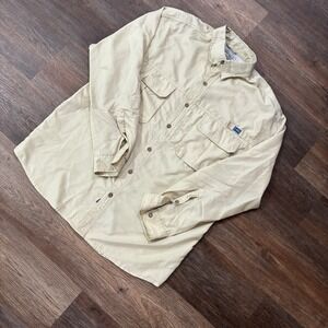 VTG Style Aftco Yellow L/S Fishing Shirt Men's Sz L Outdoor Sun‎ Fishing Boating